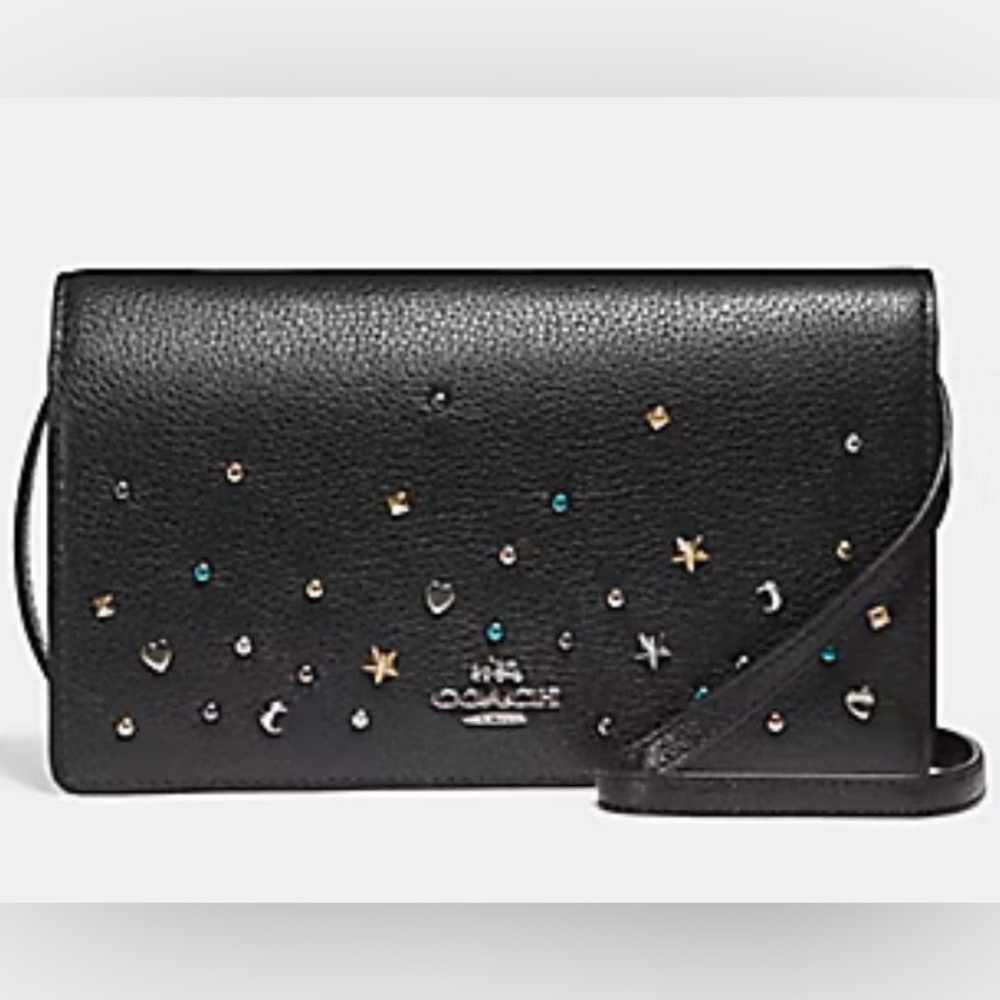 Coach Stardust Studs Shoulder Wallet/Black Pochette